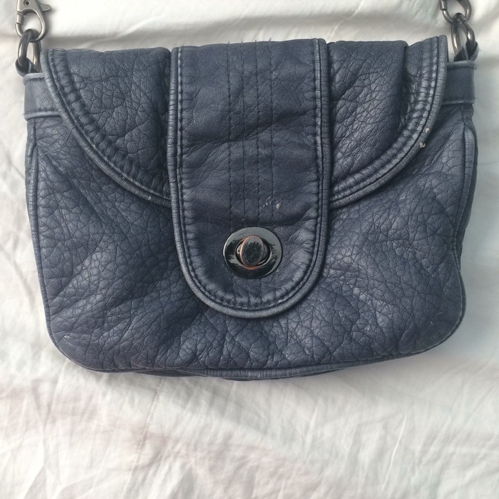 Navwy blue leather satchel